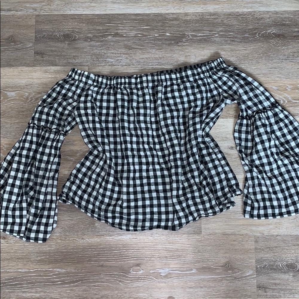 Women’s Who What Wear Off Shoulder Plaid Top